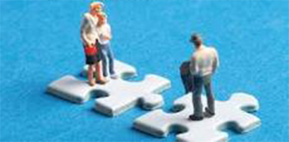 Family Standing On Disconnected Puzzle Pieces
